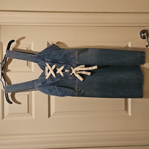 PAIGE Tula Front Lace-up Denim Dress sz Large - Picture 5 of 8